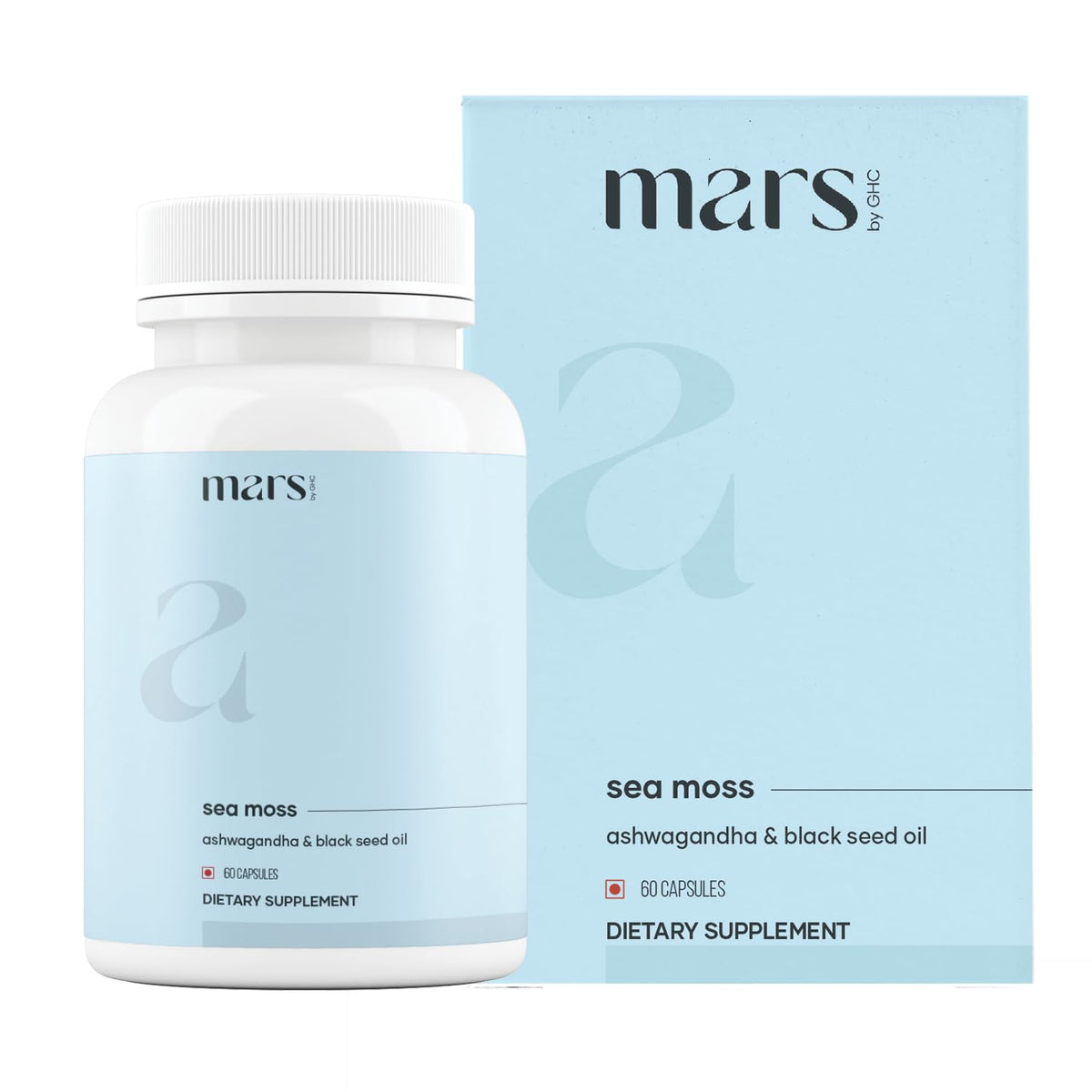 Mars by GHC Mars Surge sea moss capsules bottle front for daily mineral intake.