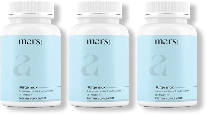 Mars by GHC Natural Surge Max bottle front supports daily energy and overall wellness.