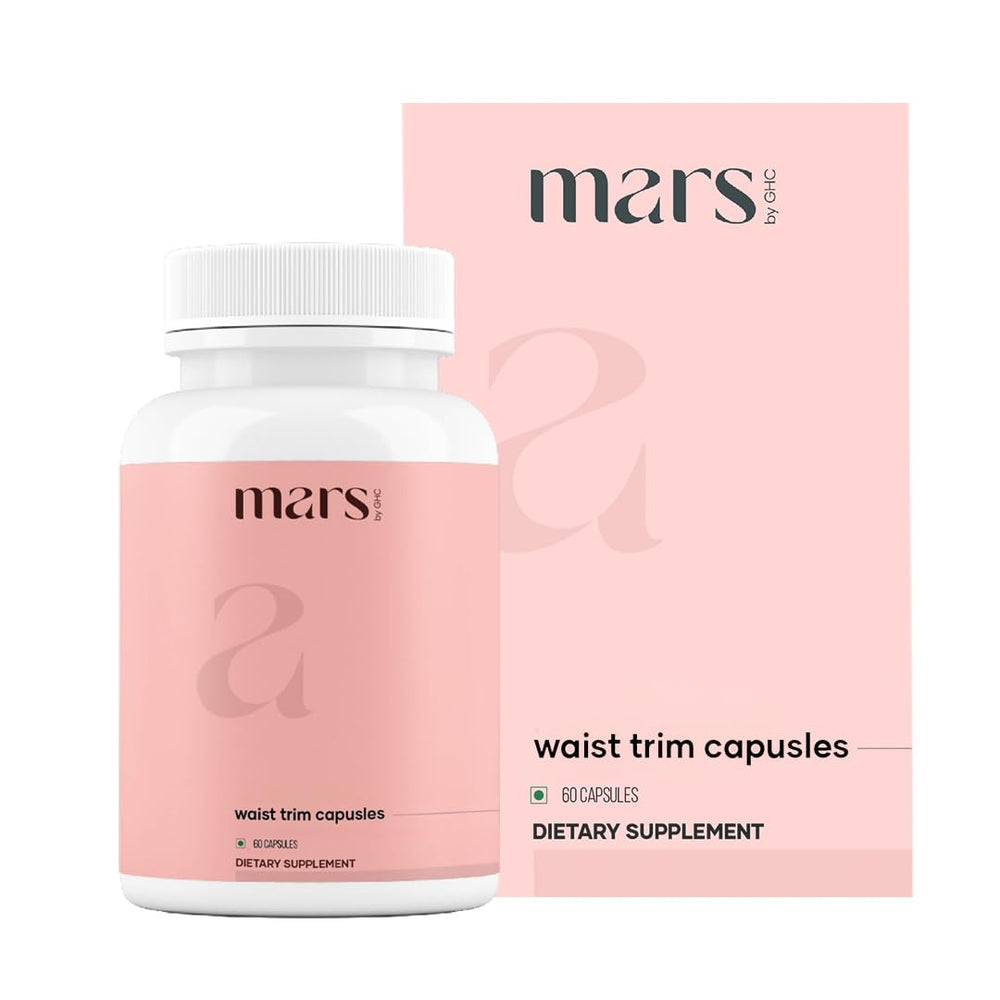 Mars Waist Trim Capsules bottle front shows label for daily digestive wellness.