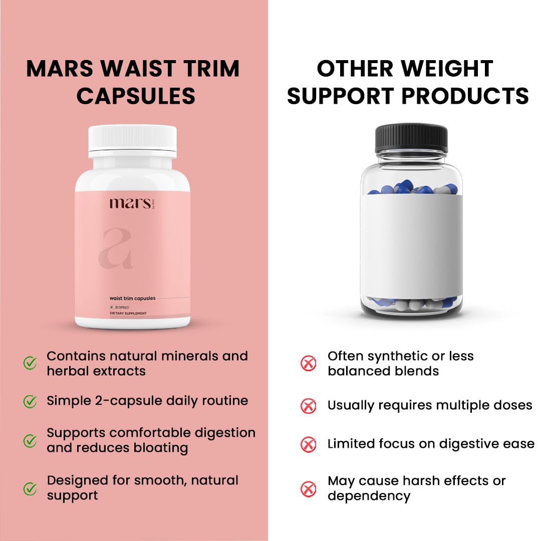 Mars Waist Trim Capsules capsules out of pack demonstrate convenient softgel form.