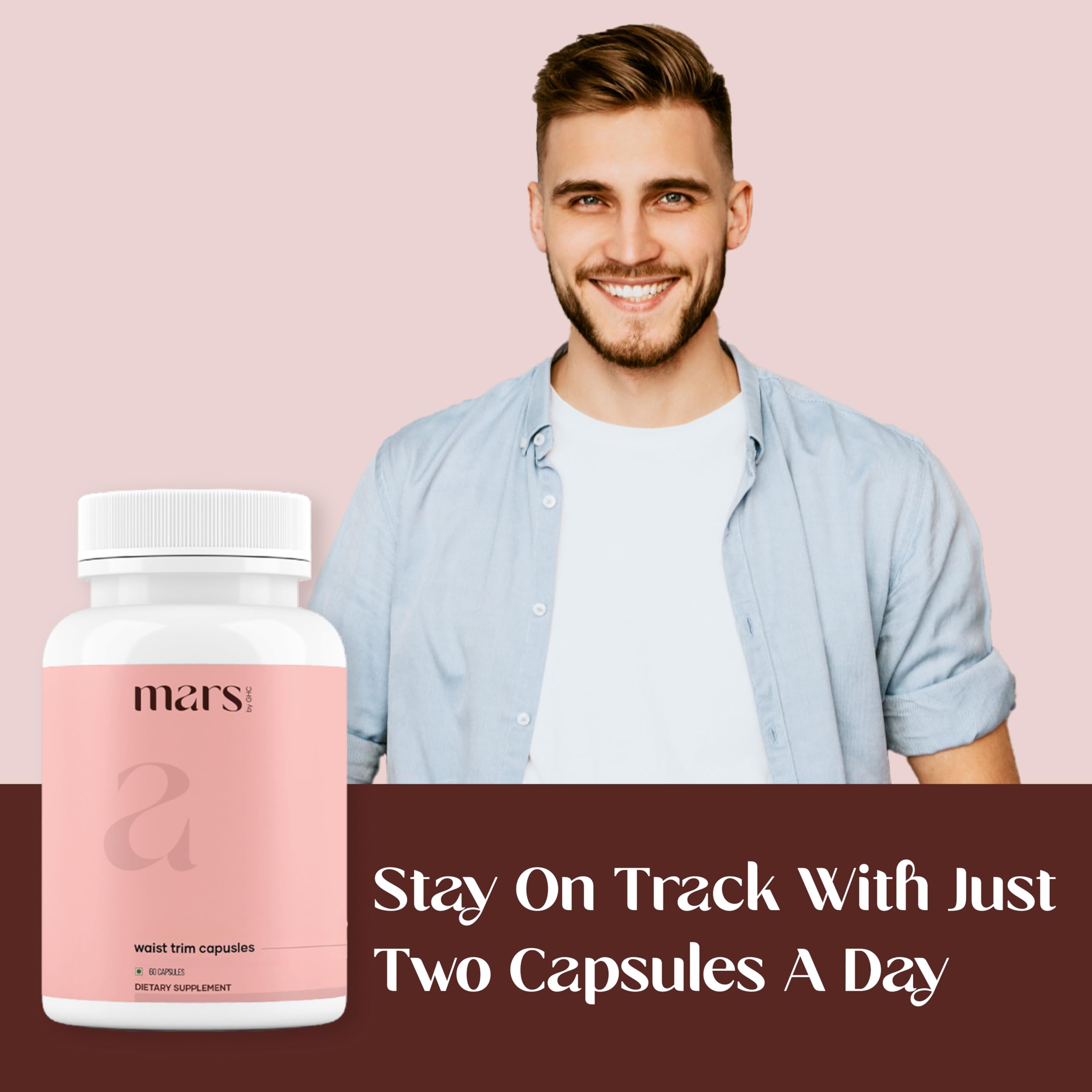 Mars Waist Trim Capsules daily-use example with water for routine wellness.