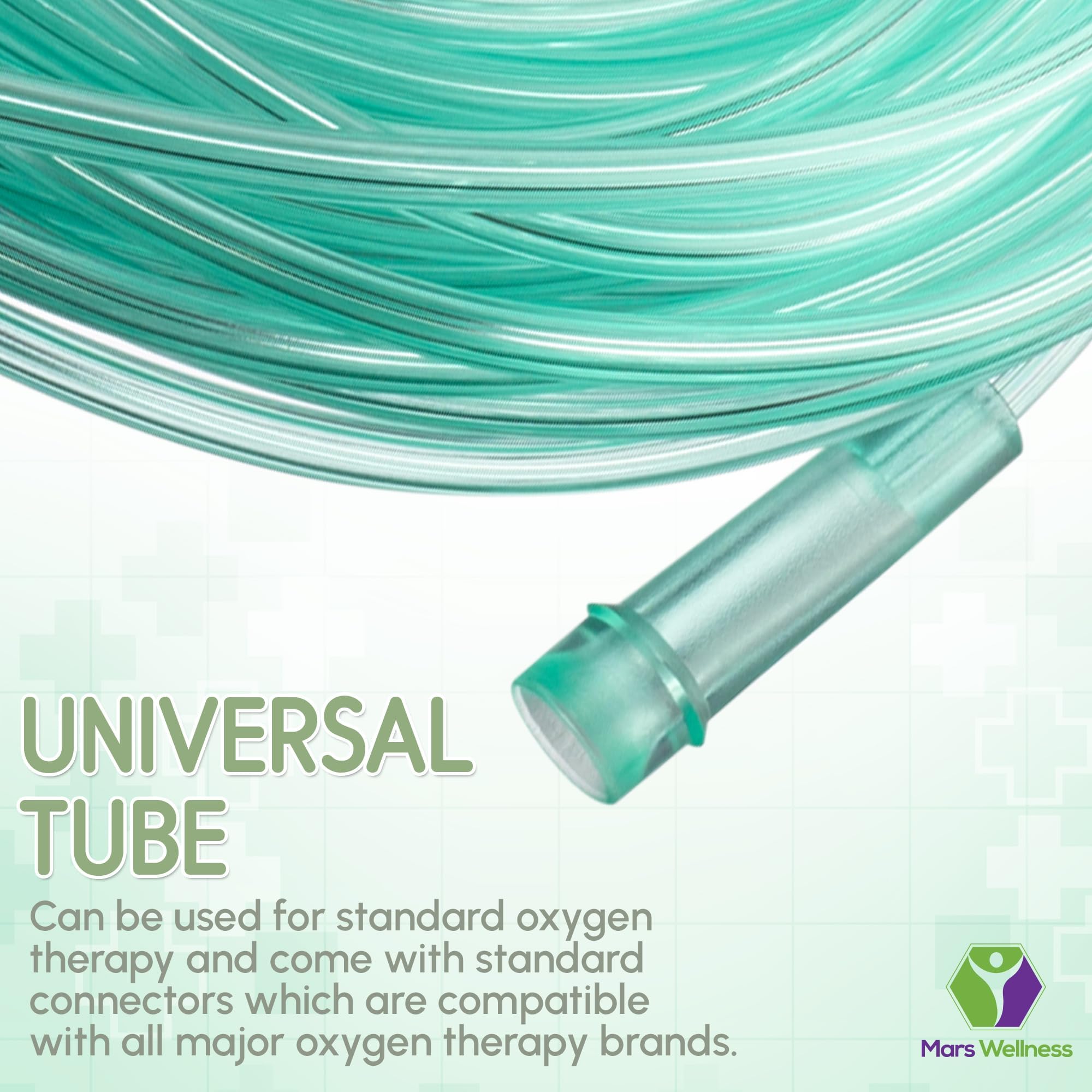 Mars Wellness oxygen tubing laid flat to minimize torque