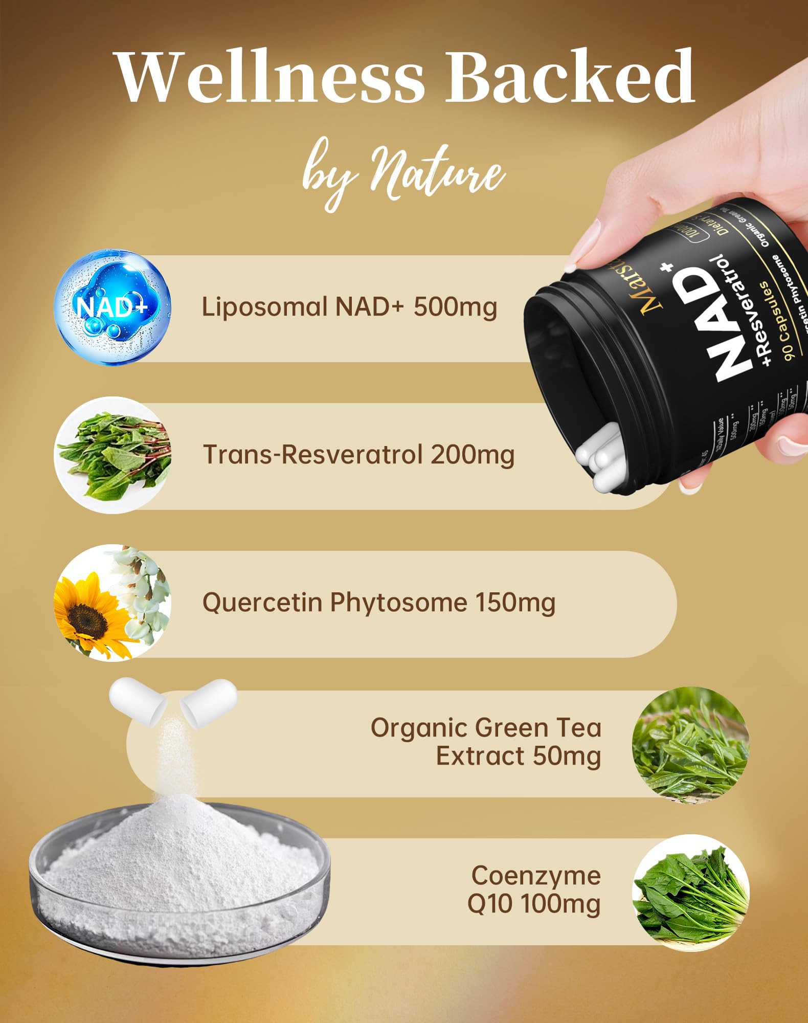 MARSTA CoQ10 capsule close-up illustrating energy synergy for everyday activity.
