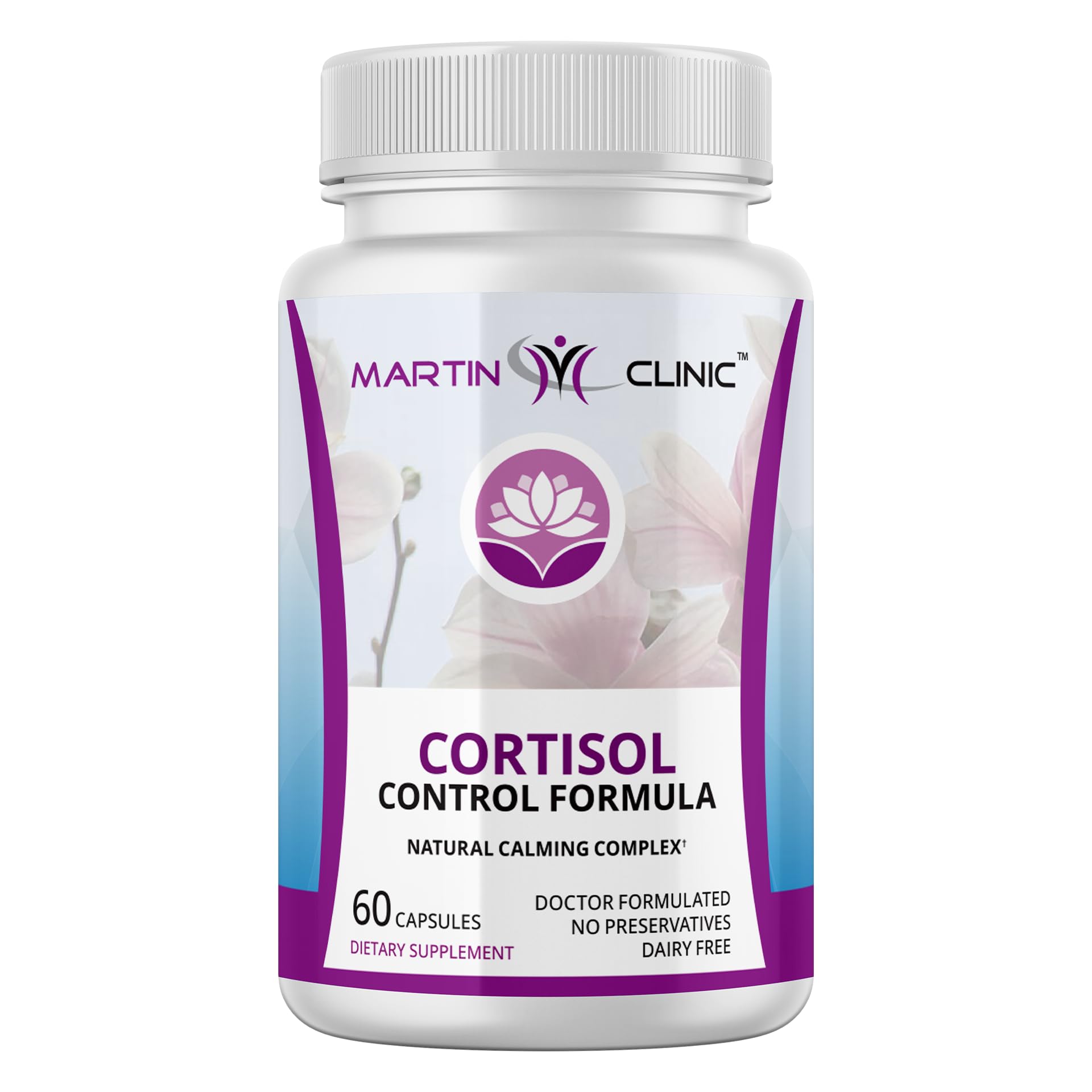 Martin Clinic Cortisol Stress Balance bottle supports calmer stress response.