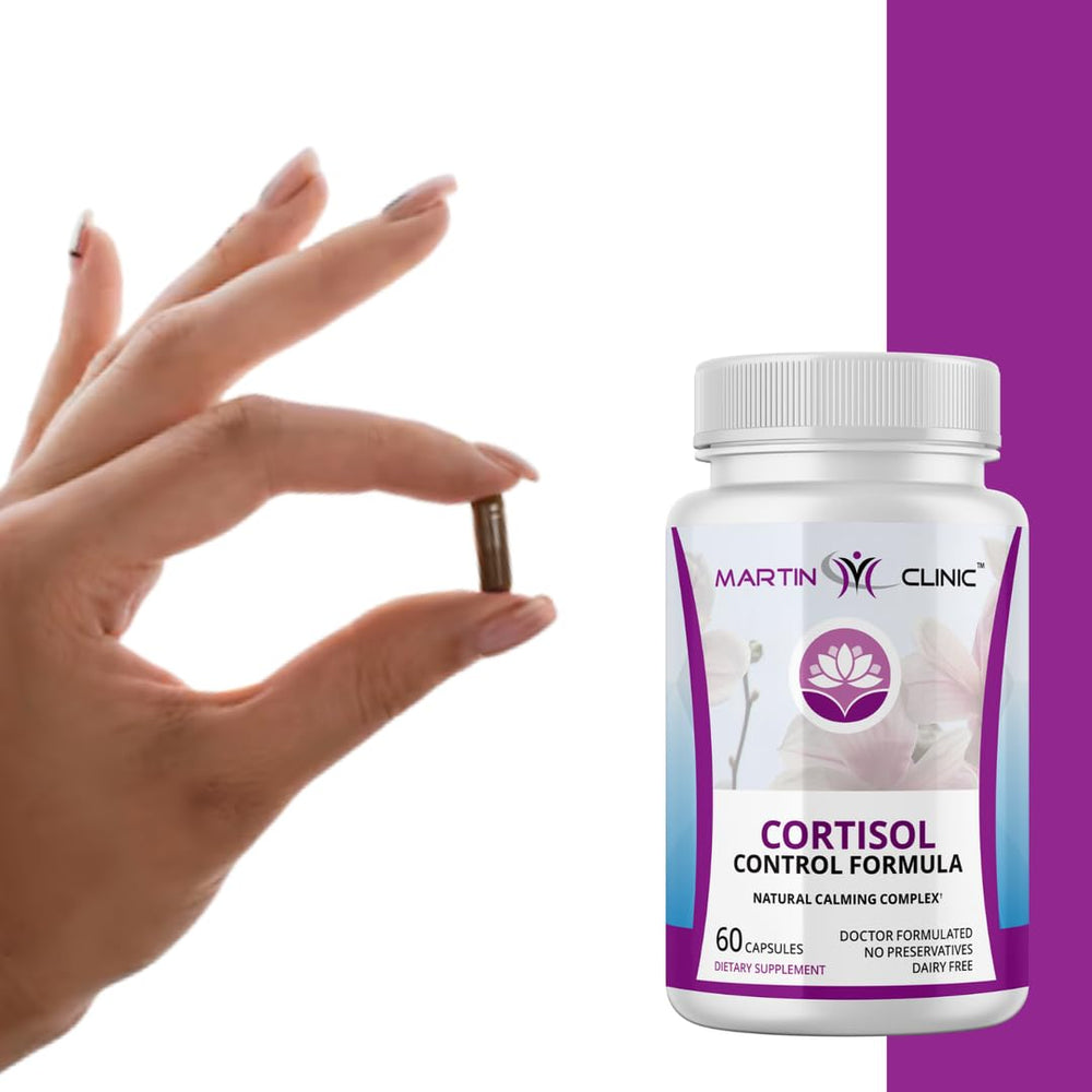 Martin Clinic Cortisol Stress Balance daily-use packaging emphasizes practicality.