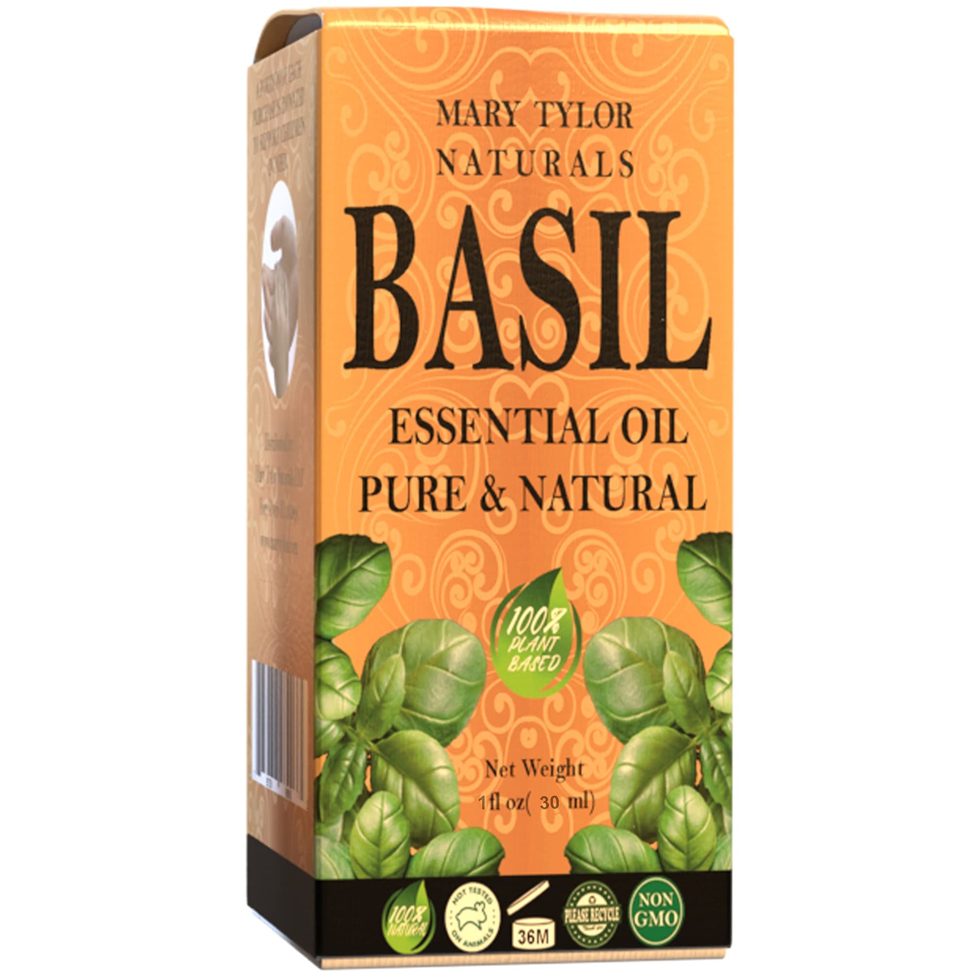 Pure basil oil by Mary Tylor Naturals ready for blends