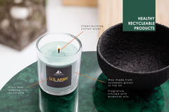 Maryland Candle Company Army 9oz wax texture close-up indicates hand-poured luxury.