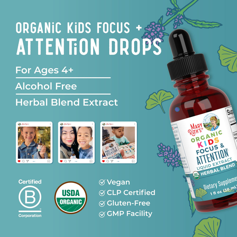 MaryRuth Organics Kids Focus Drops rhodiola image highlights resilience support
