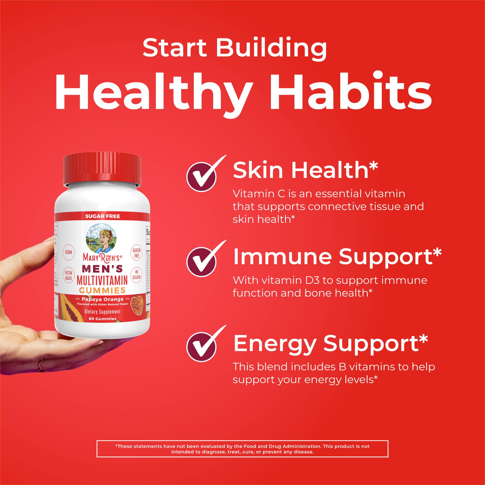 MaryRuth two-gummies daily dose demonstrates simple, chewable intake for busy days.