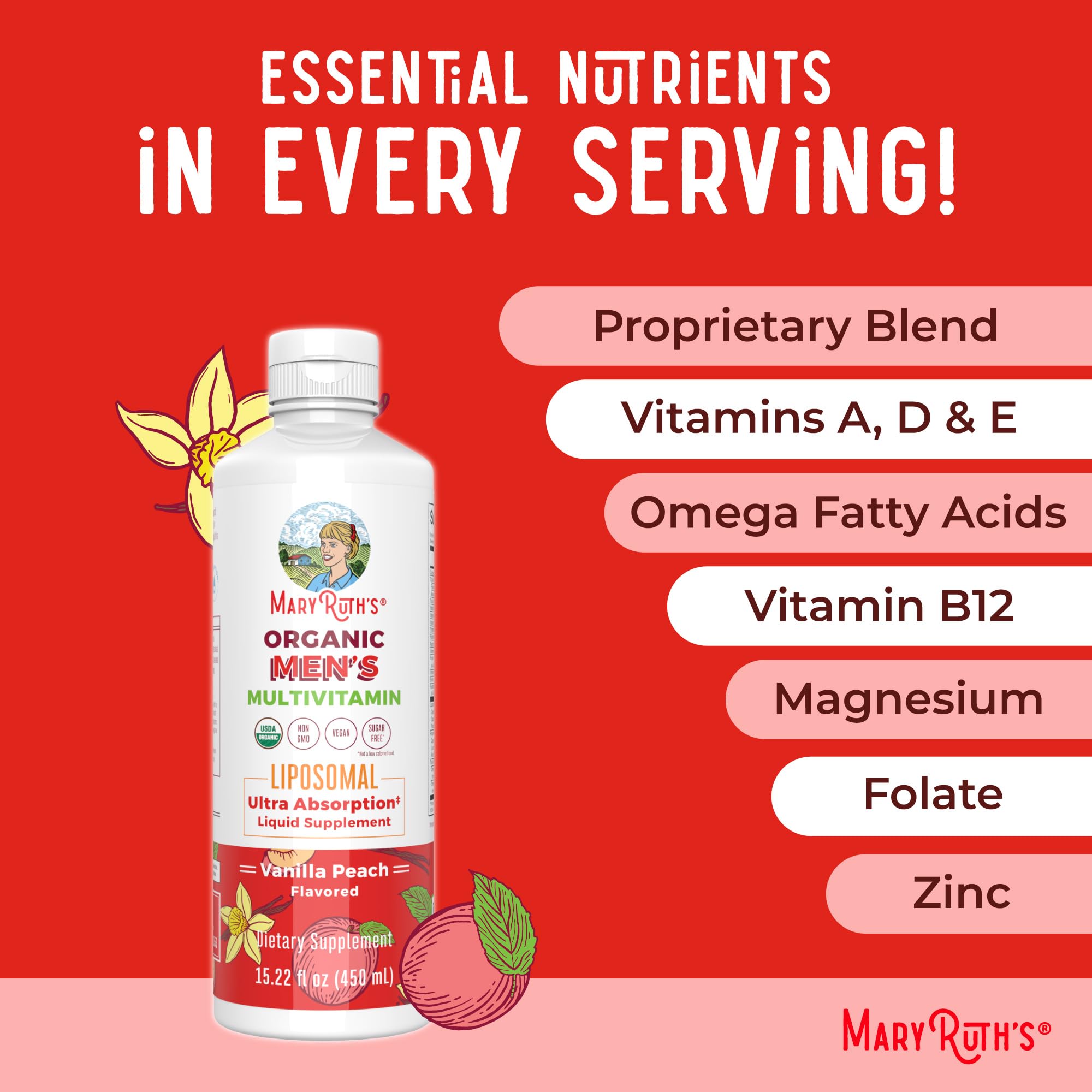 MaryRuth Organics packaging image communicates plant-based, sugar-free formulation.