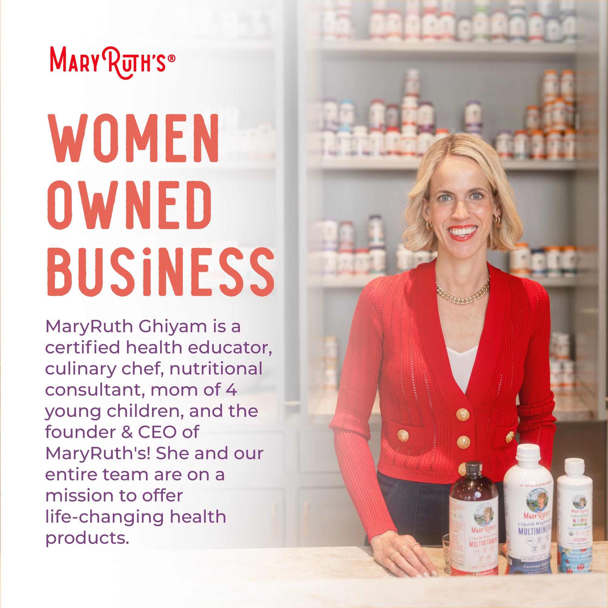 MaryRuth Organics 2-month supply box on shelf.