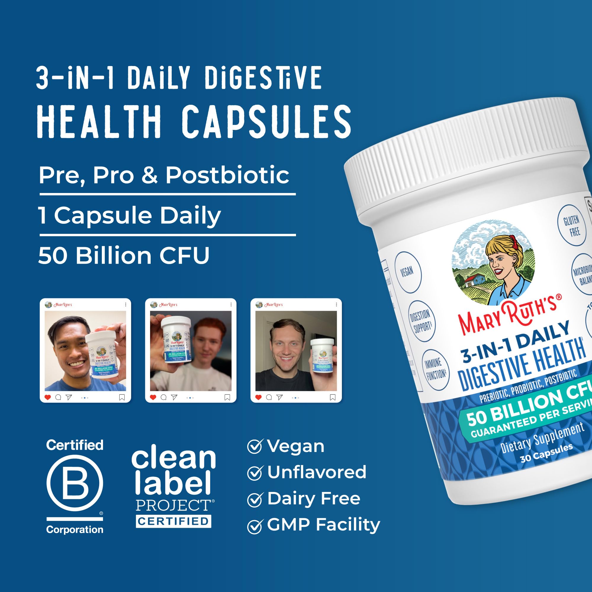 MaryRuth Organics capsules with glass of water daily routine