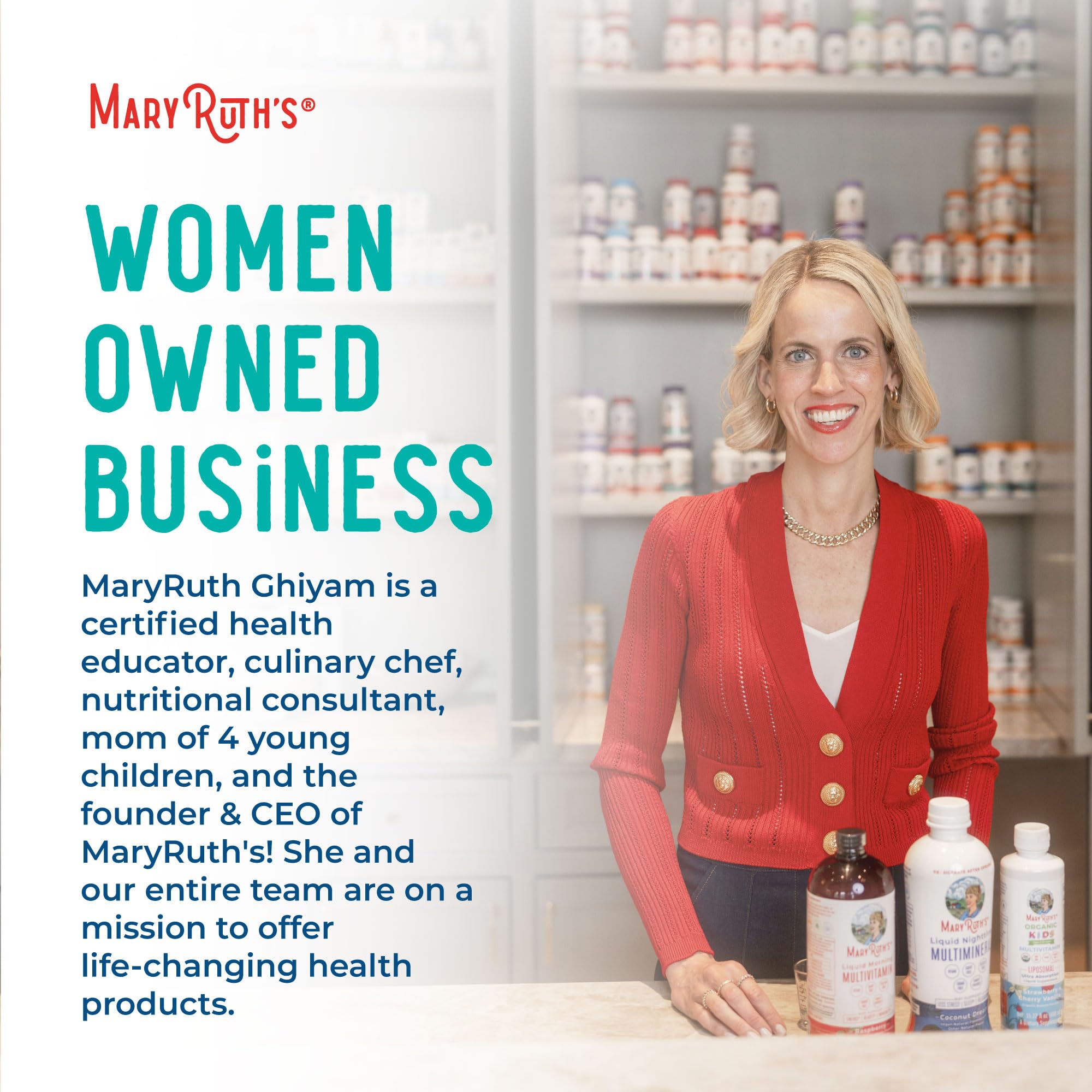 MaryRuth Organics travel friendly bottle with luggage scene