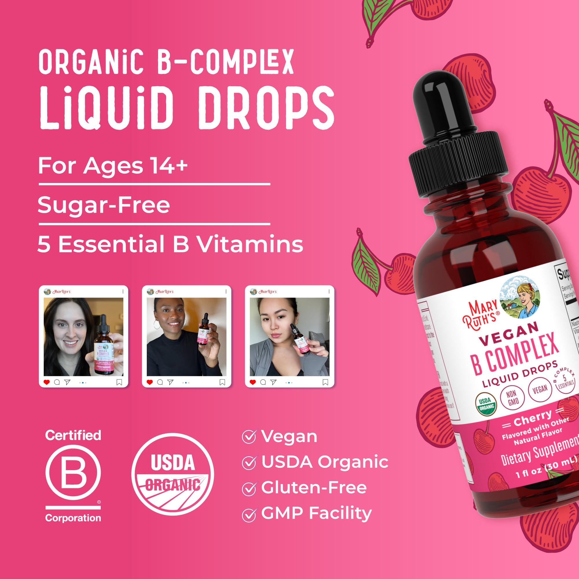 MaryRuth Organics B Complex USDA Organic badge on packaging