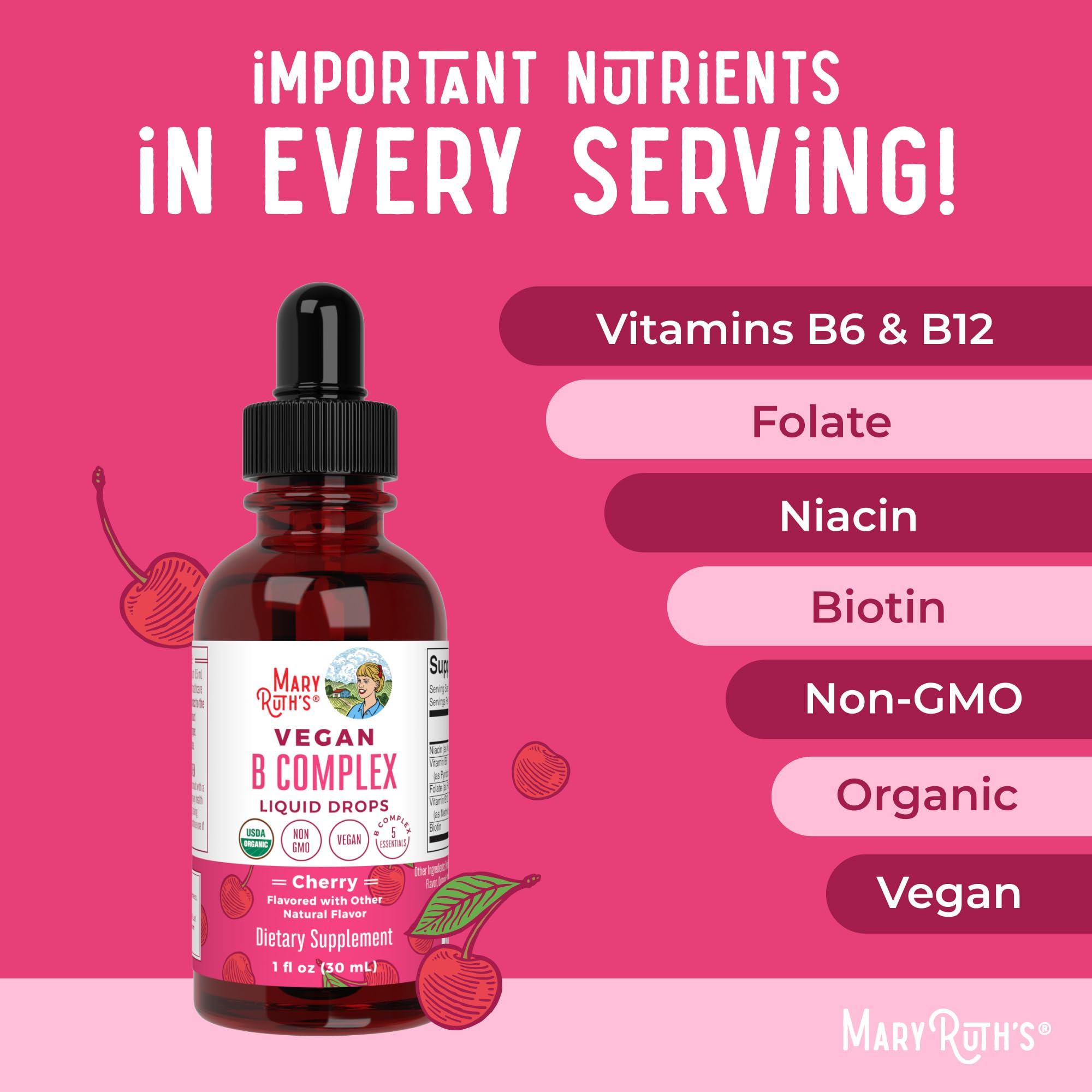MaryRuth Organics B Complex vegan and gluten free formula for inclusive use