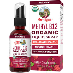 MaryRuth Organics B12 spray bottle offers a convenient vegan supplement option.