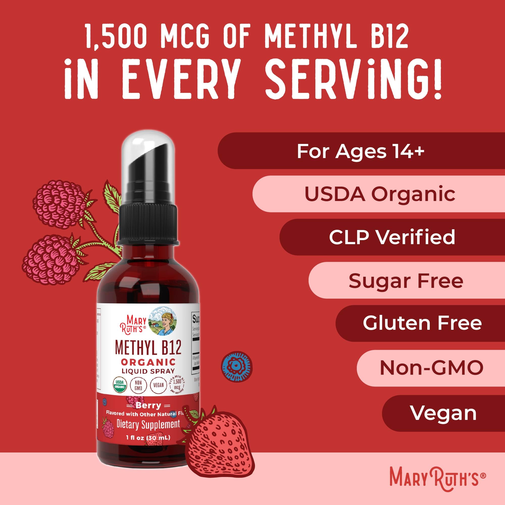 Gluten-free and dairy-free B12 spray suitable for allergy-conscious diets.
