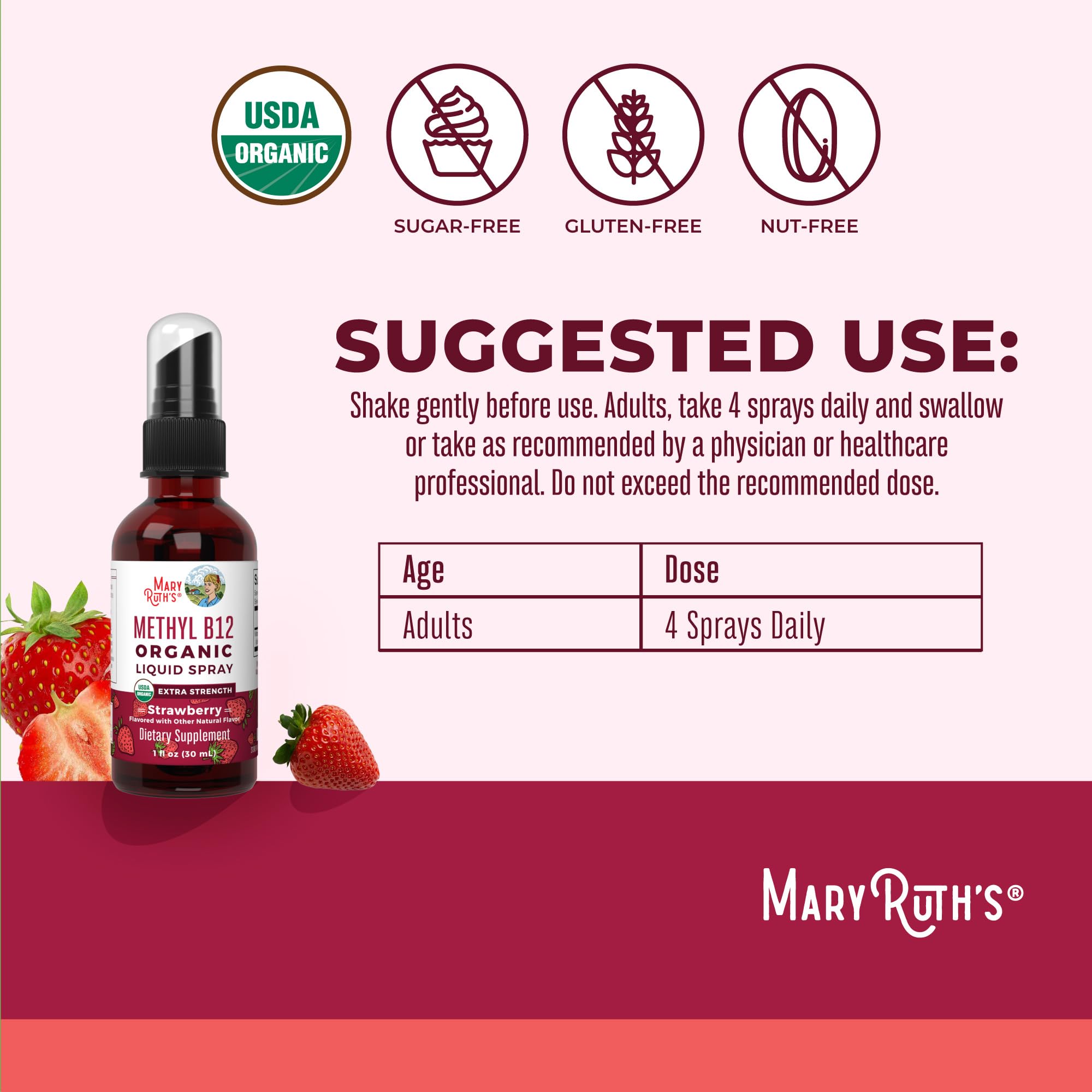 Label close-up highlighting USDA Organic and vegan B12 formula.