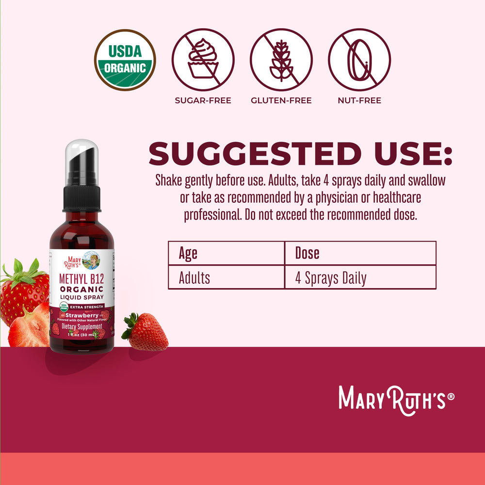 Label close-up highlighting USDA Organic and vegan B12 formula.