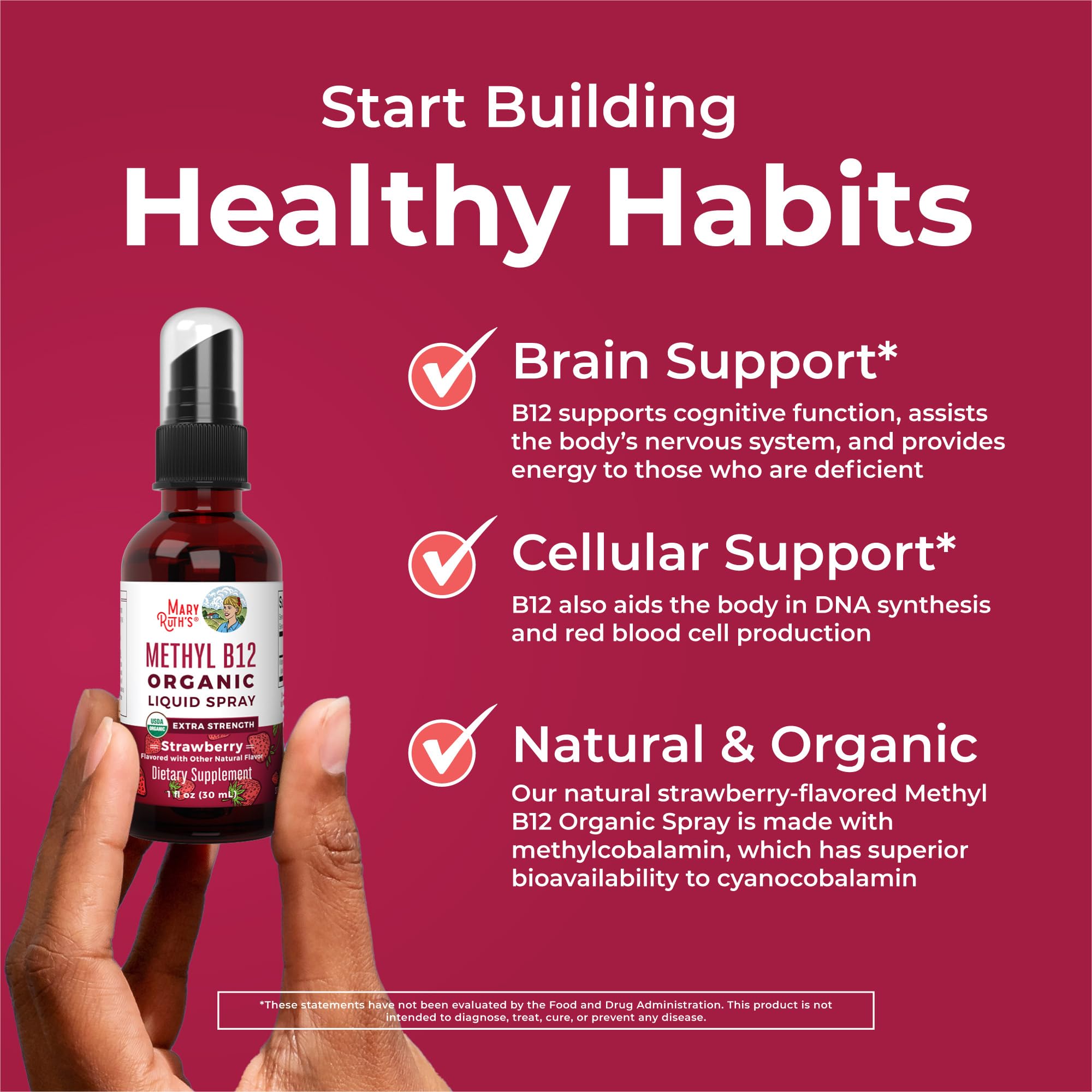 Strawberry flavor hints at a tasty, easy-to-take B12 spray.