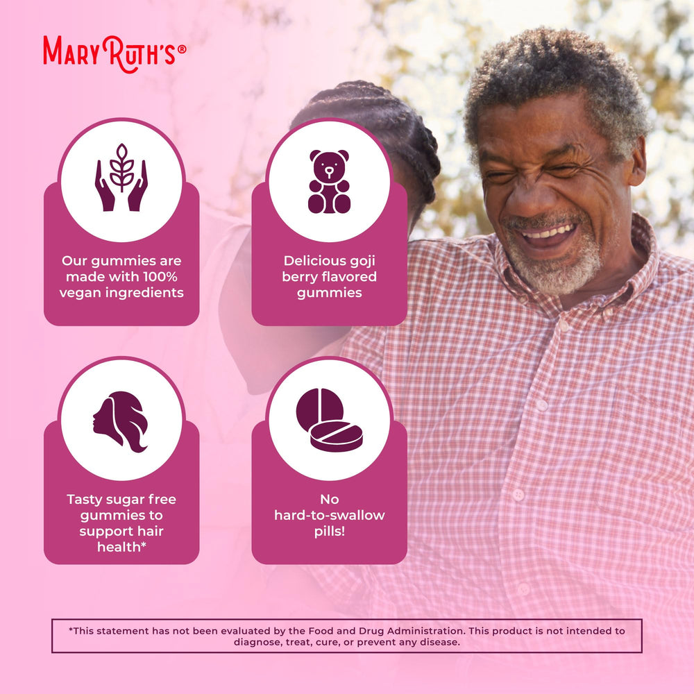 Vegan, gelatin-free MaryRuth Biotin Gummies with pectin base for plant-based use.