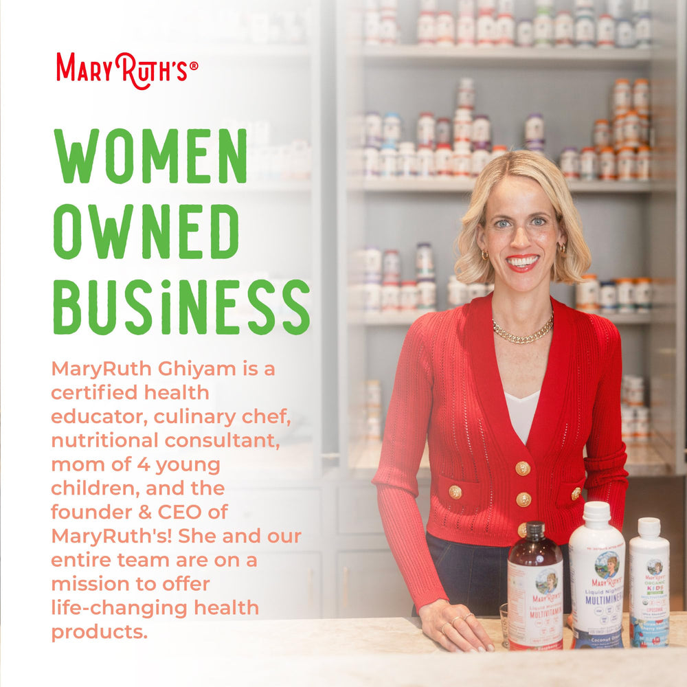 MaryRuth Organics bottle with clean label verification boosts trust.