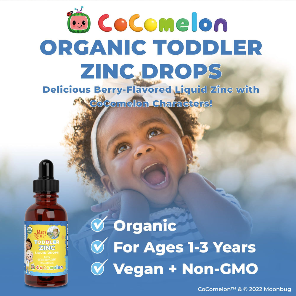 MaryRuth Organics CoComelon Toddler Zinc vegan formula with berry flavor