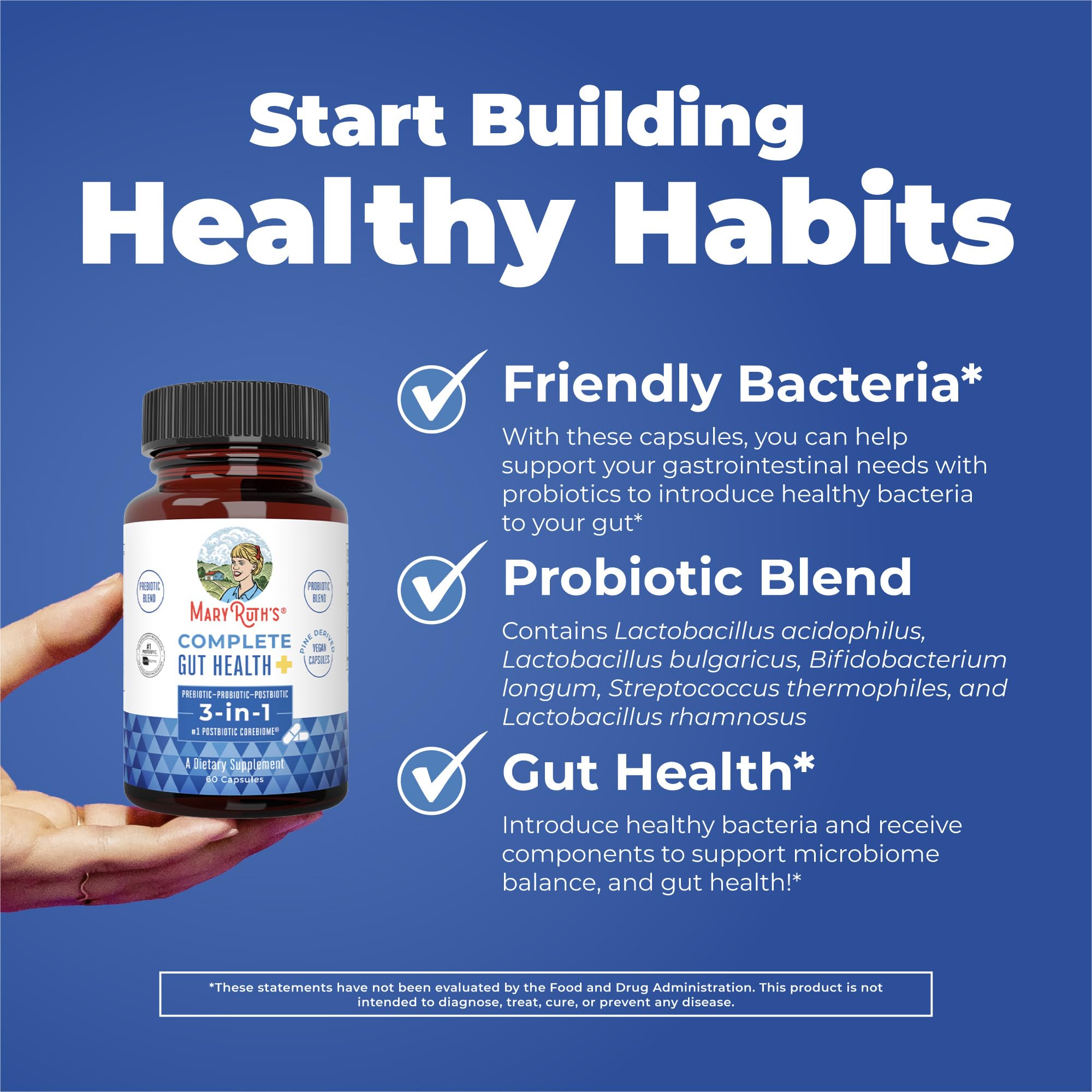 Corebiome butyrate ingredient note with probiotic formula on MaryRuth product.