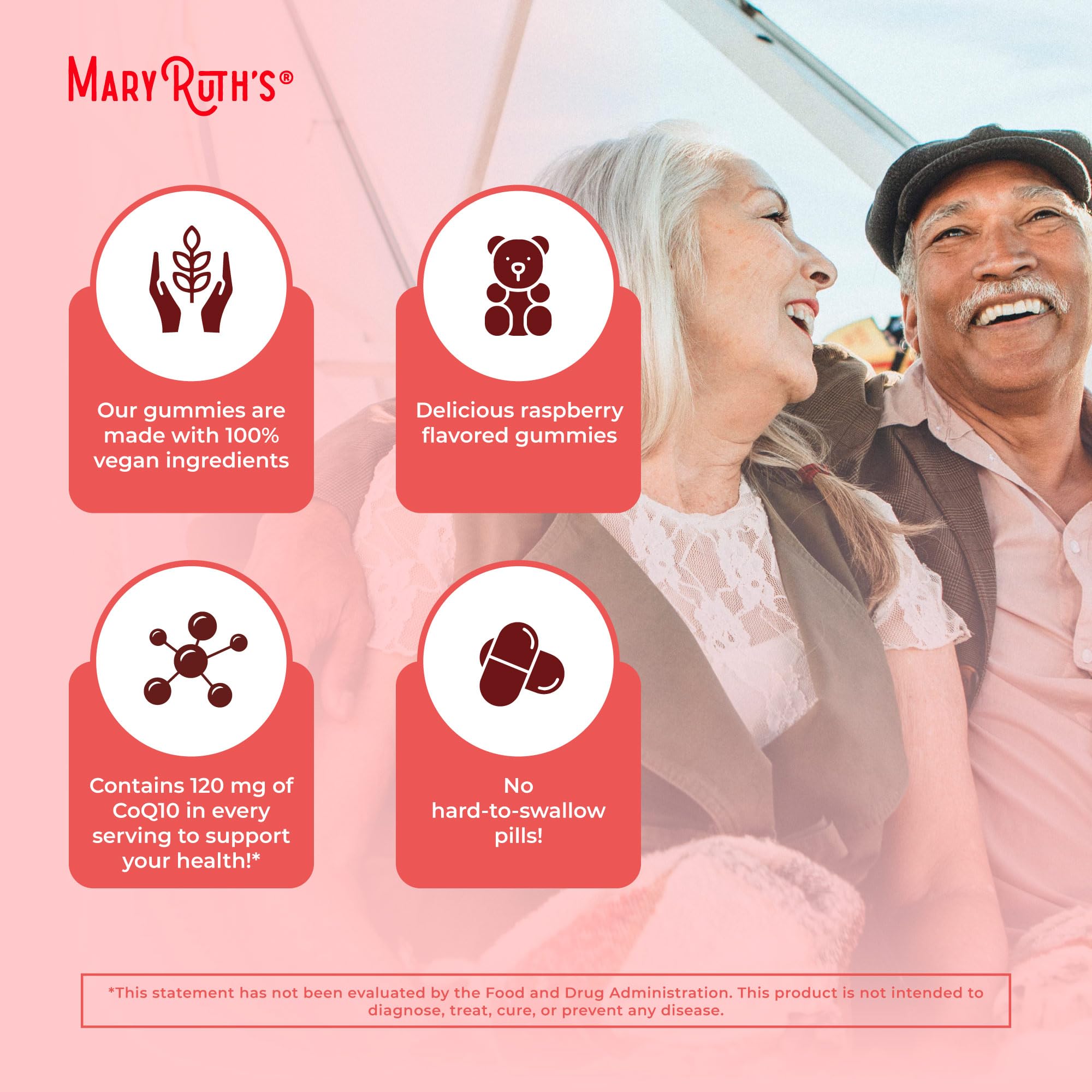 MaryRuth Organics CoQ10 Gummies vegan symbol on the label