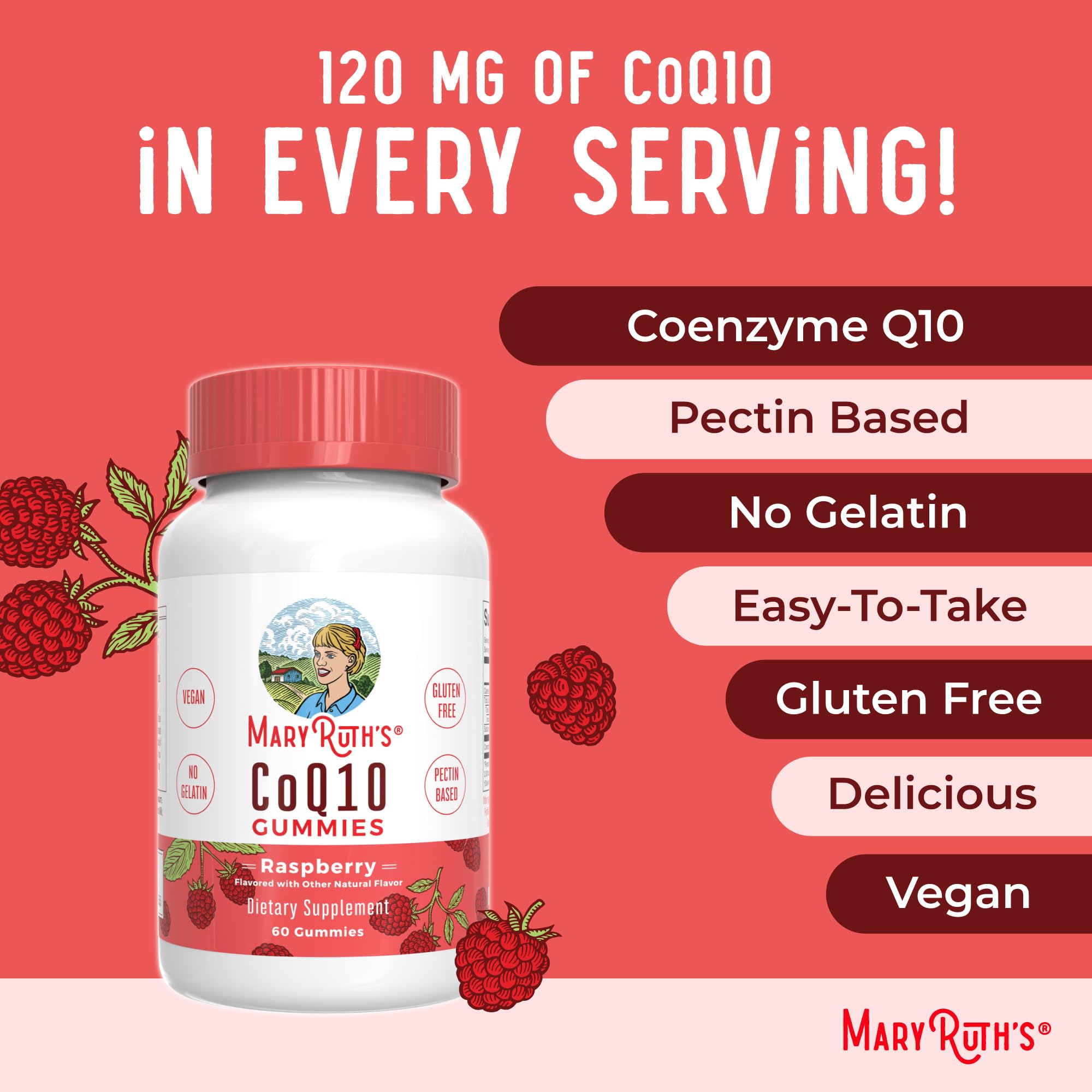MaryRuth Organics CoQ10 Gummies no-gelatin claim on packaging