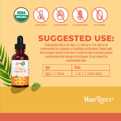 MaryRuth Organics D3+K2 drops daily use support in kids routine.