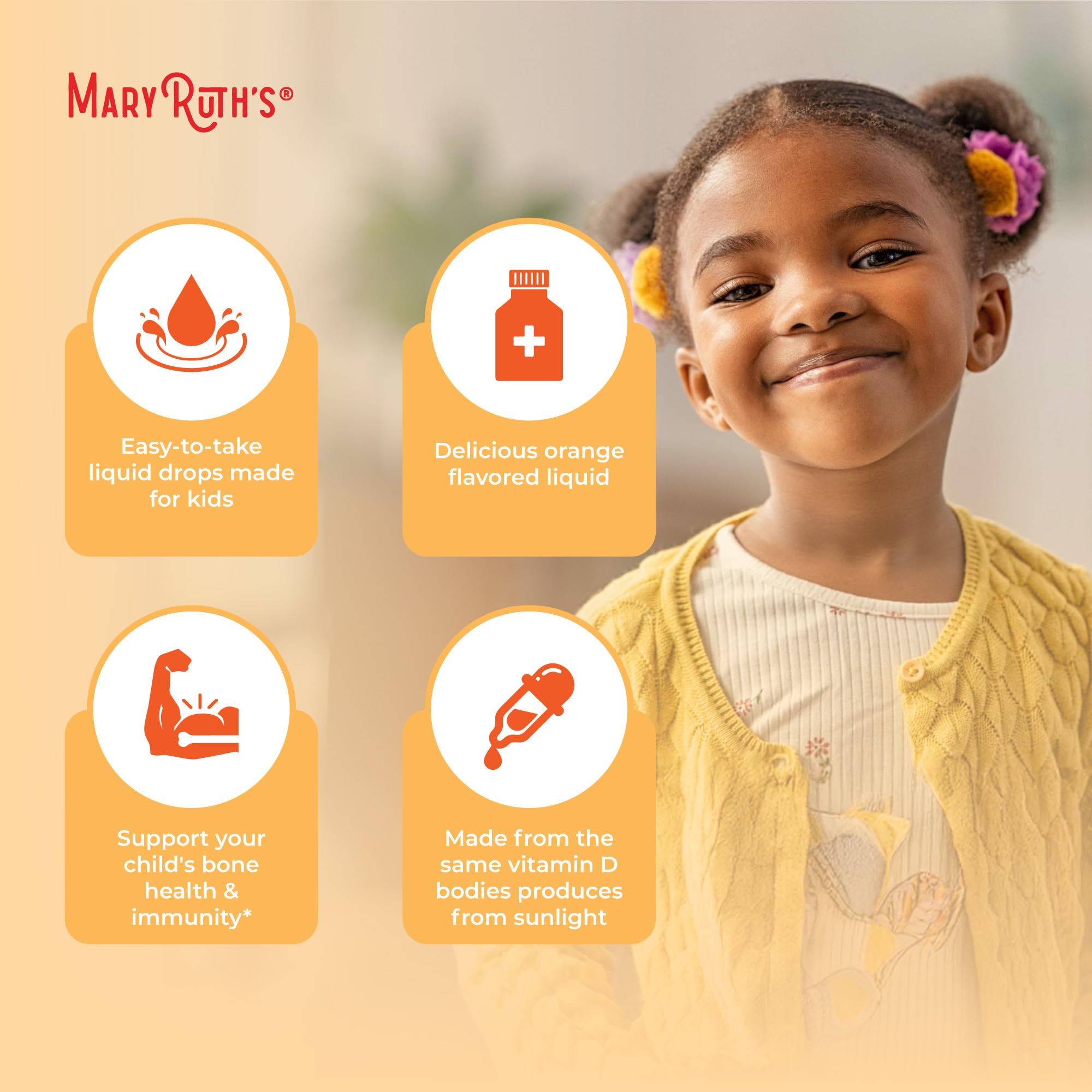 MaryRuth Organics D3 Kids 0.5oz bottle image showing compact, kid-friendly packaging.