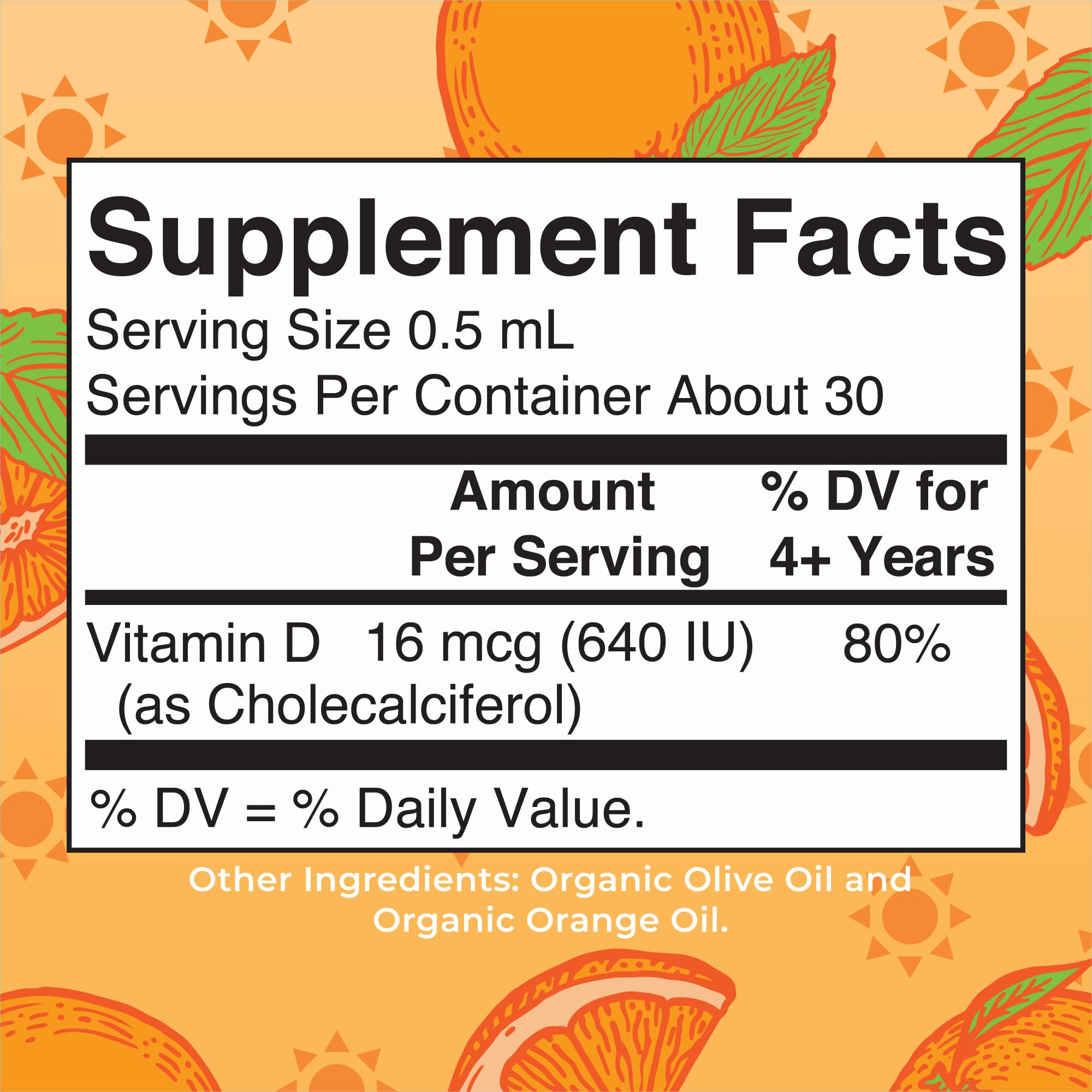 MaryRuth Organics D3 Kids dropper-dispense image illustrating easy dosing for ages 4 to 13.