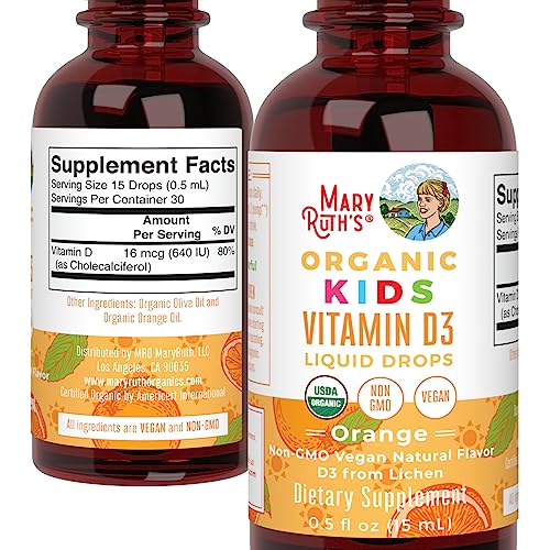 MaryRuth Organics D3 Kids travel-friendly drops ideal for daily routines.
