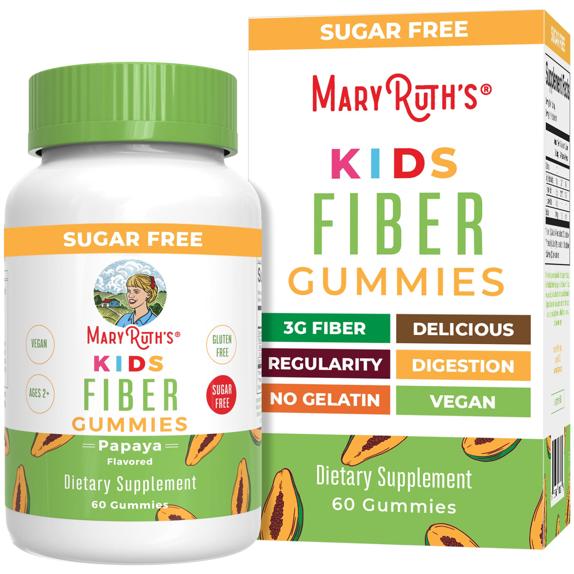 MaryRuth Organics kids fiber gummies bottle front view 60 servings