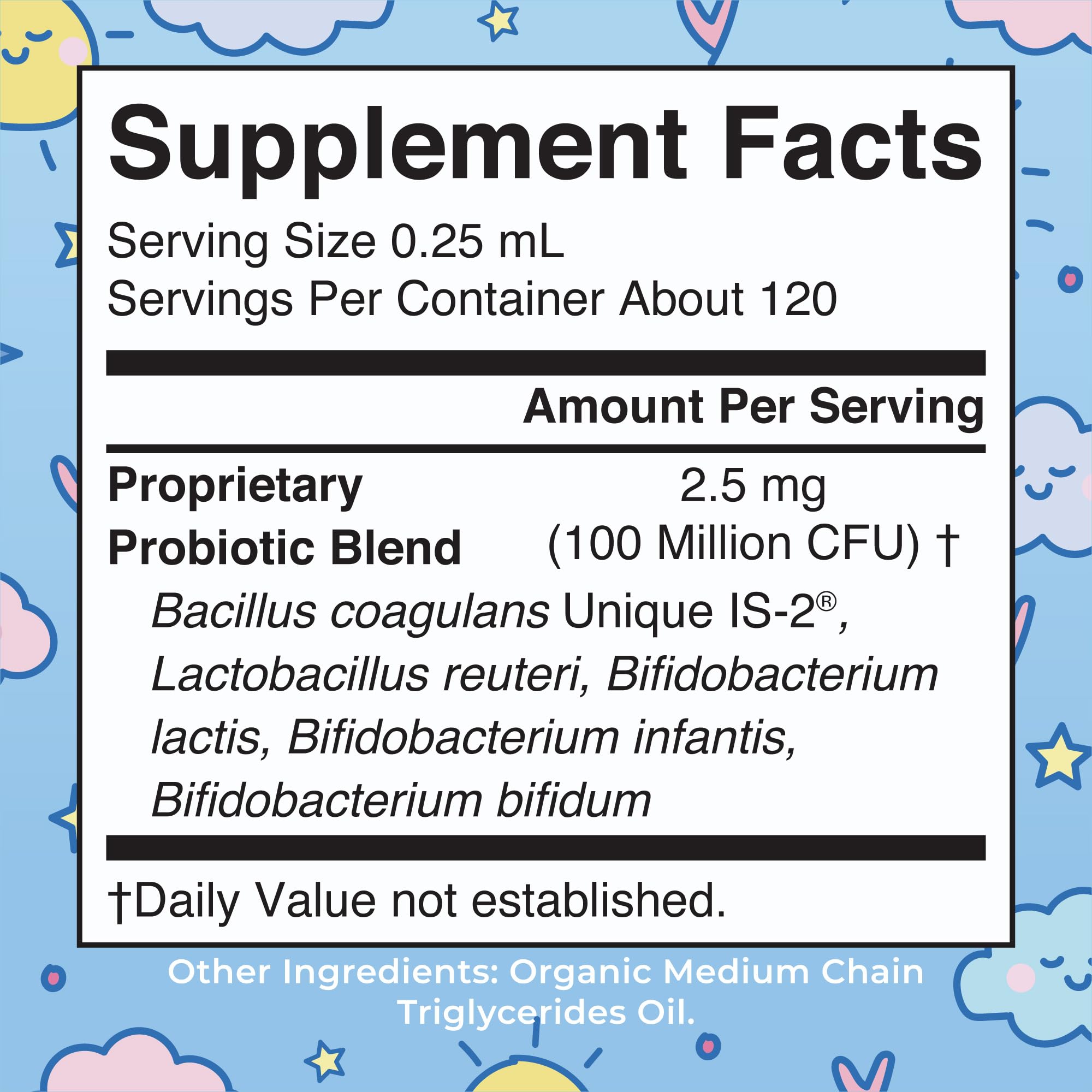 MaryRuth Organics probiotic drops dispensed into infant's mouth.