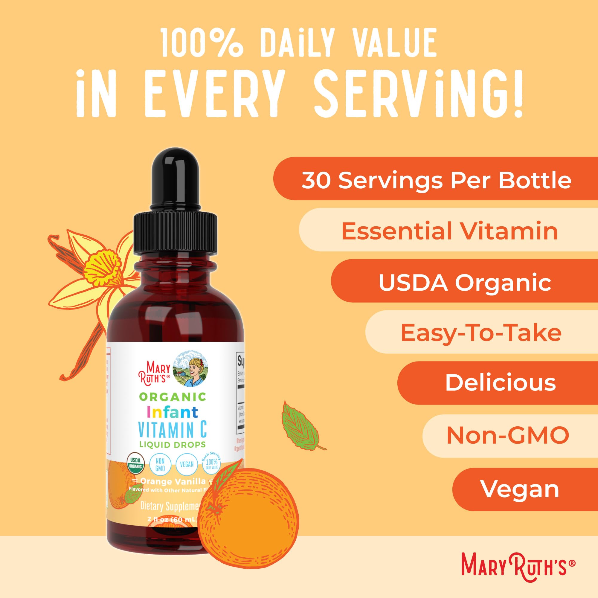 USDA Organic and vegan certification on the bottle