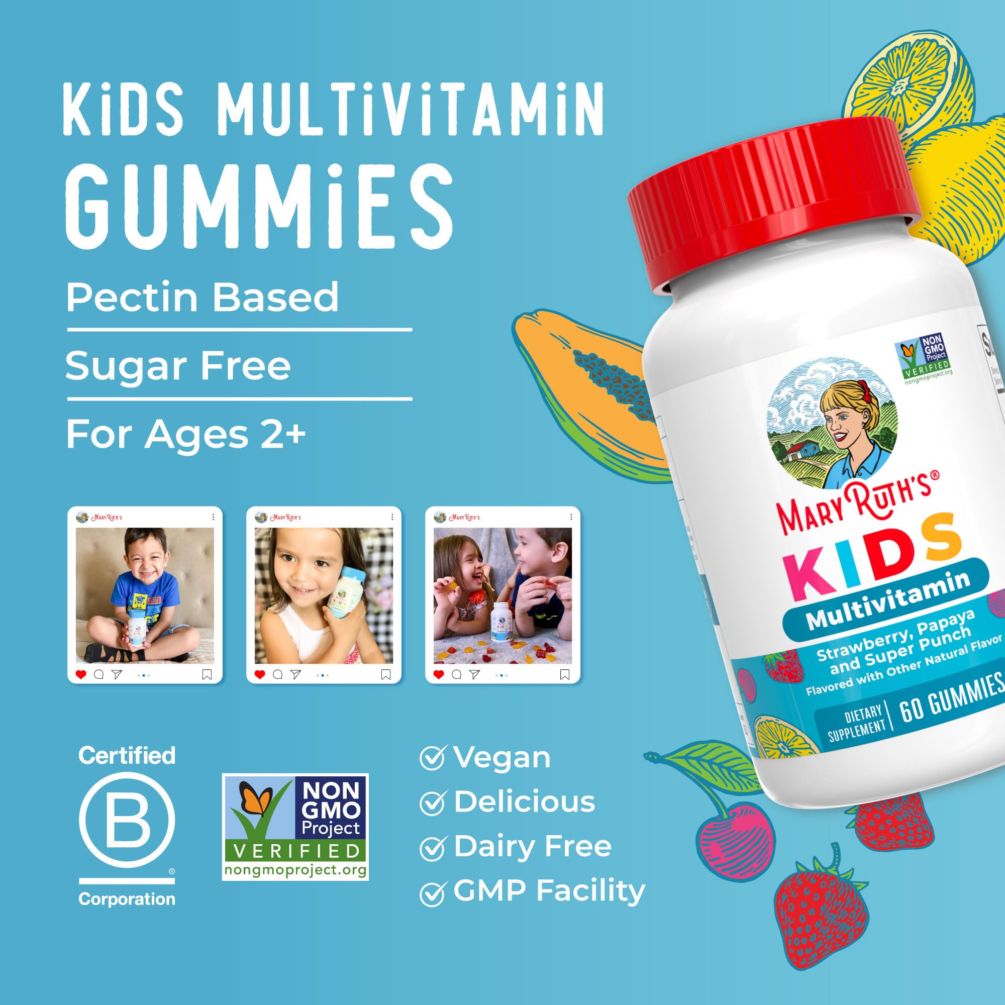 MaryRuth Organics one gummy daily for kids aged 2+