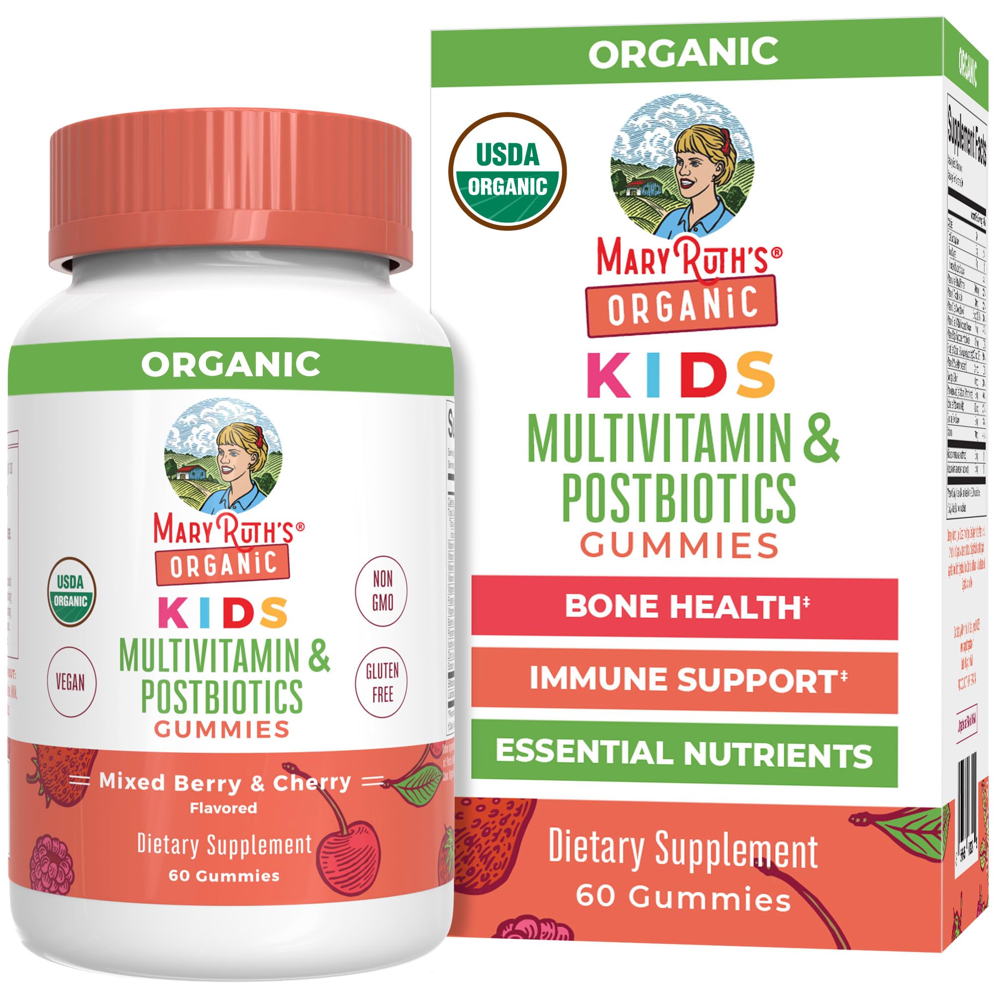 MaryRuth Organics Kids Postbiotic Gummies berry bottle for daily wellness