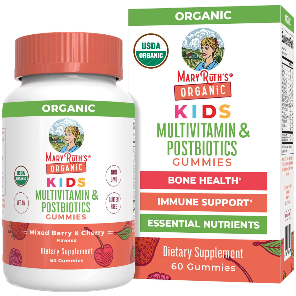 MaryRuth Organics Kids Postbiotic Gummies berry bottle for daily wellness