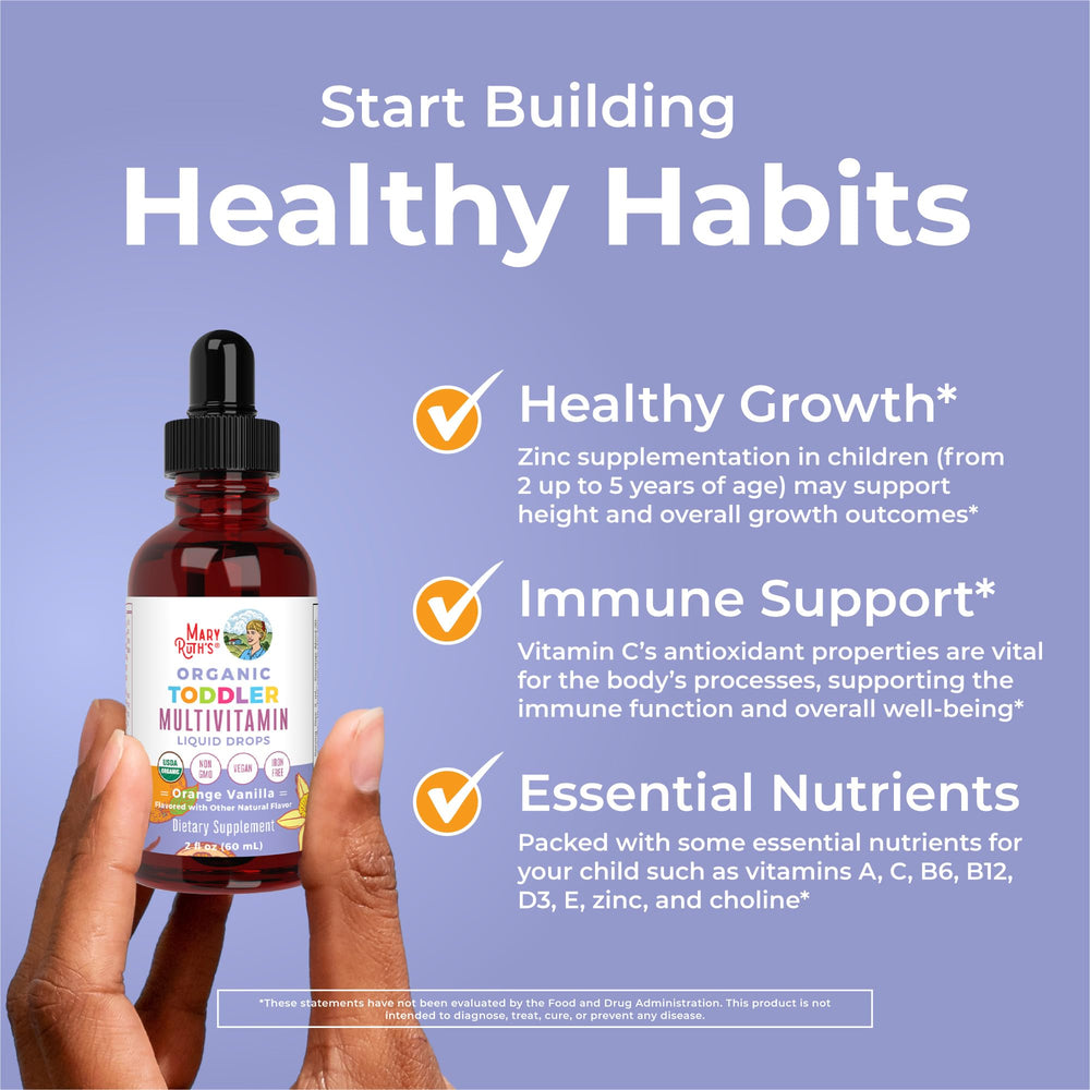 MaryRuth Organics vegan formula; plant-based vitamins for little ones.
