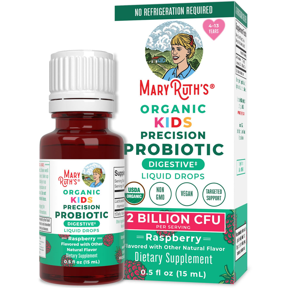 MaryRuth Organics Kids Probiotic Drops bottle for easy daily gut support.