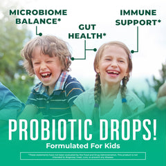MaryRuth Organics Kids Probiotic Drops pour shows convenient dosing.