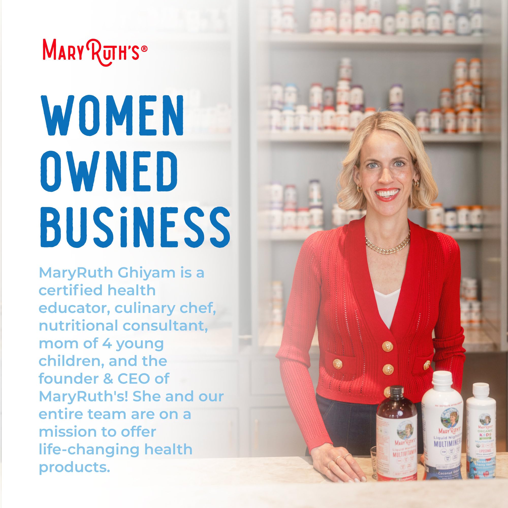 MaryRuth Organics Kids Probiotic Drops GMP-certified facility badge on packaging