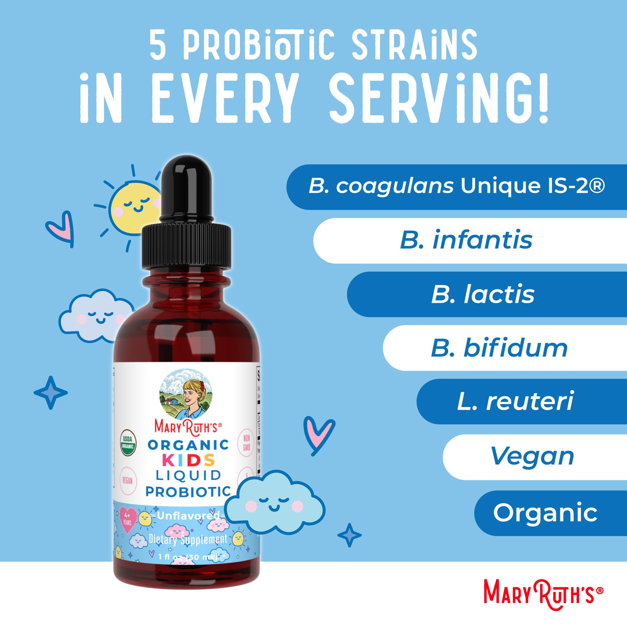 MaryRuth Organics Kids Probiotic Drops added to a room-temperature beverage