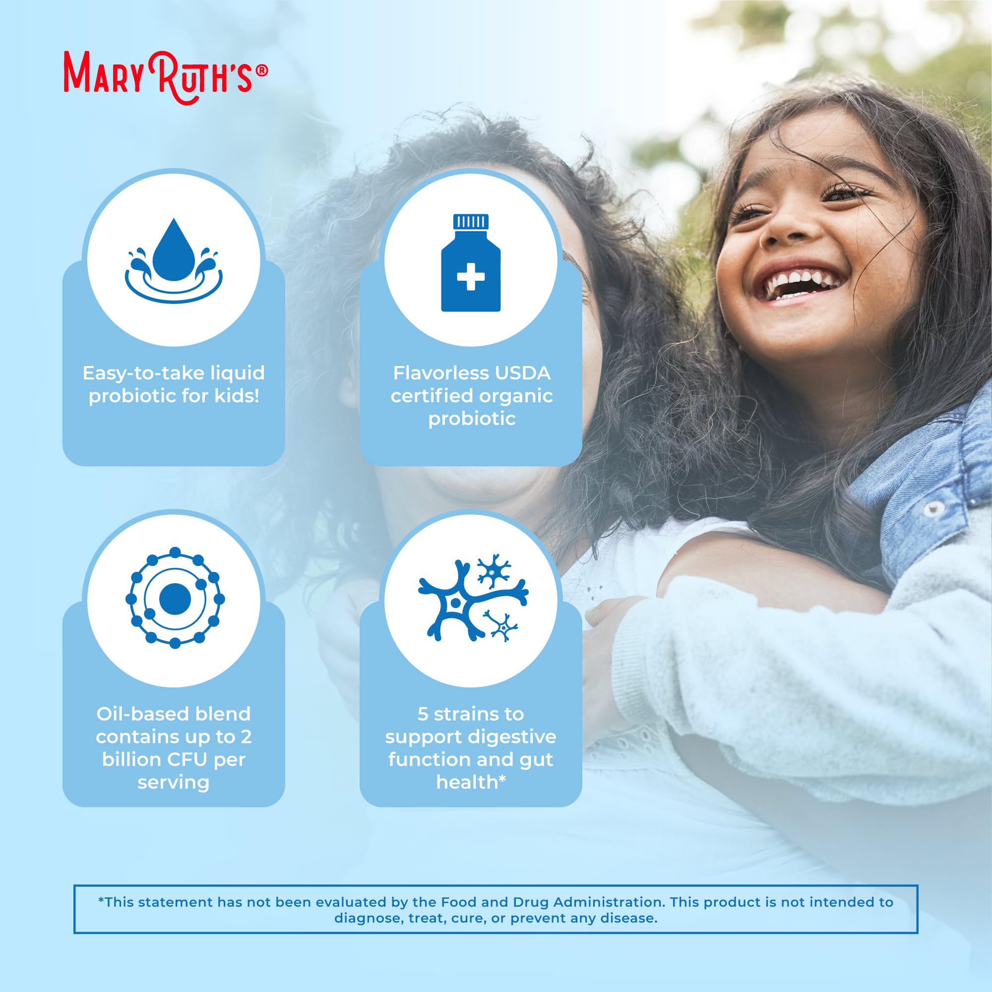 MaryRuth Organics Kids Probiotic Drops bottle being shaken before use