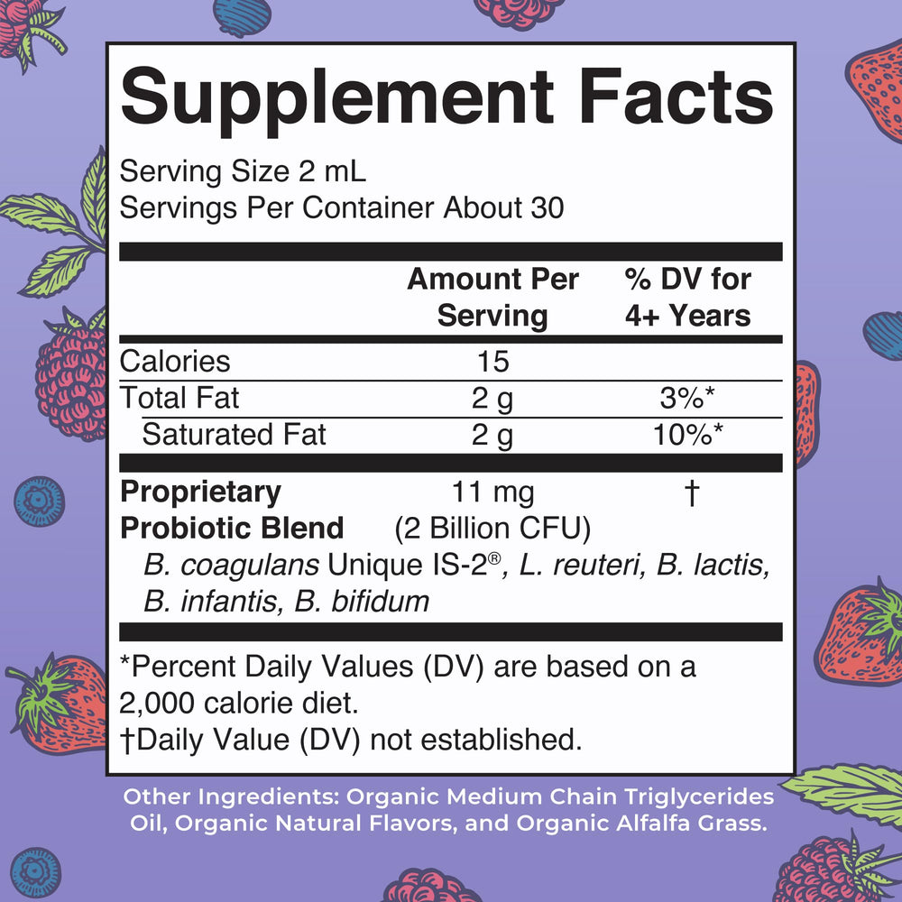 MaryRuth Organics Kids Very Berry Liquid Probiotic dropper enables simple daily dosing