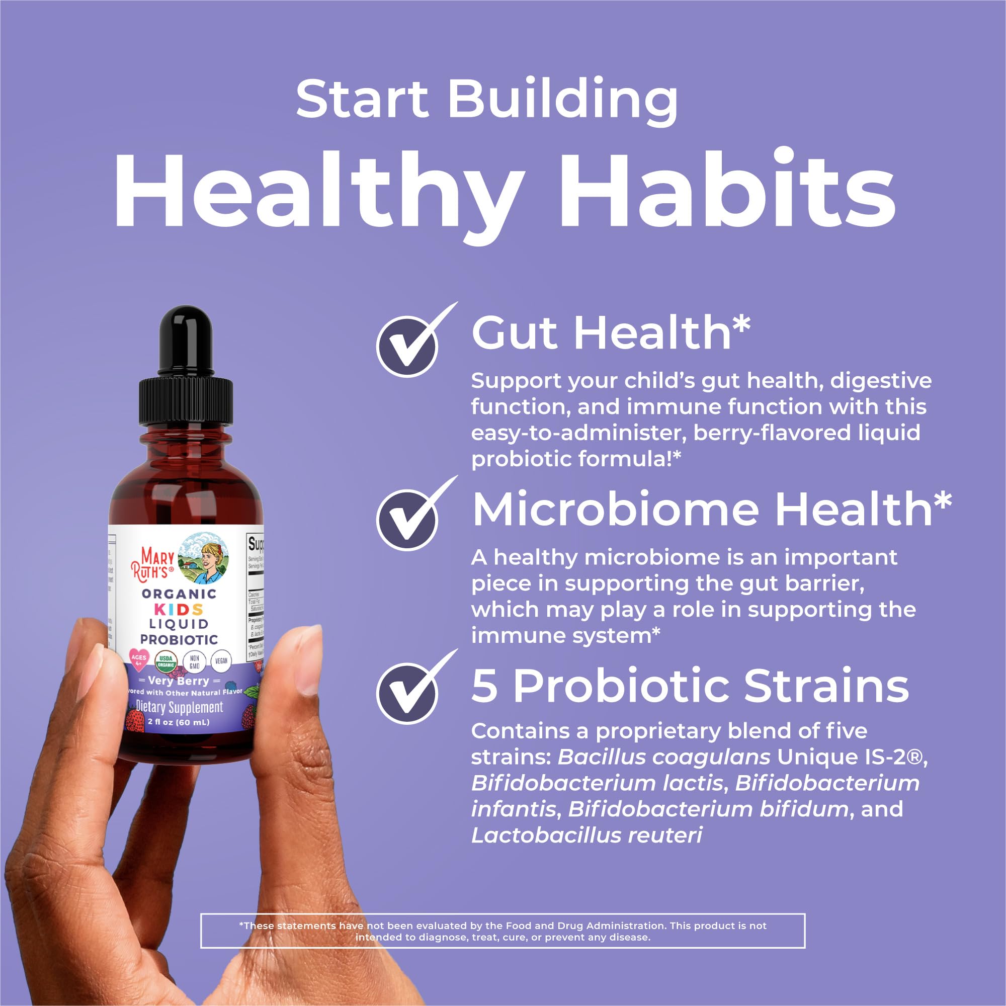 MaryRuth Organics Kids Very Berry Liquid Probiotic pour action makes dosing quick