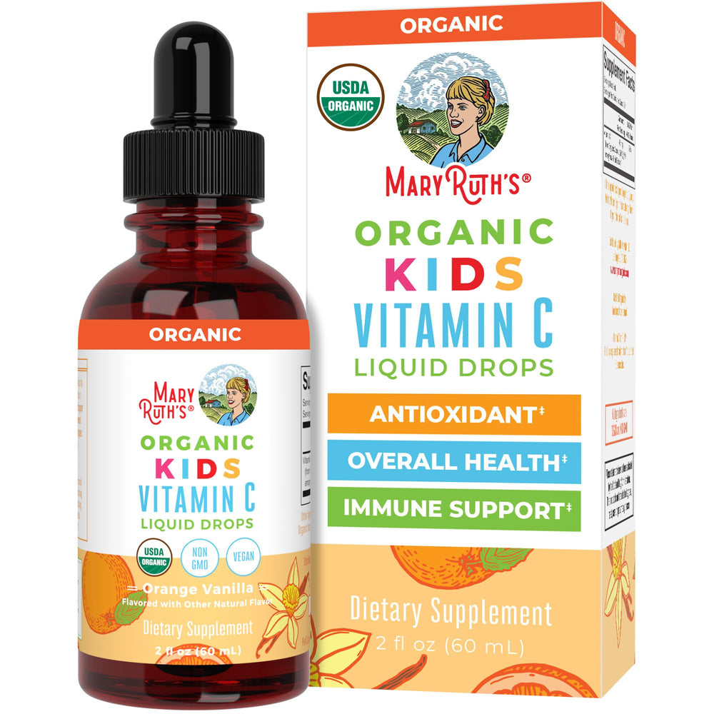 MaryRuth Organics Kids Vitamin C Drops bottle supports immune-friendly routines.