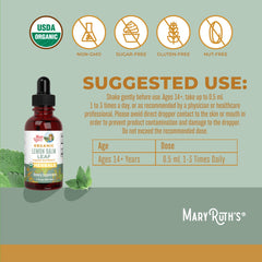 MaryRuth Organics Lemon Balm Leaf Liquid Extract dropper in use for convenient daily calming